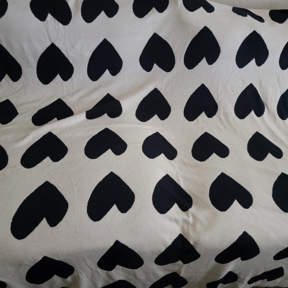 Kerri Rosenthal Imperfect Hearts Navy Heart Pattern Throw Blanket.... - Picture 3 of 9